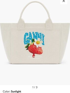Ganni Sunlight Canvas Strawberry Tote Bag